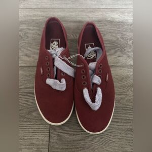 Vans Maroon Canvas Shoes with lavender shoe laces